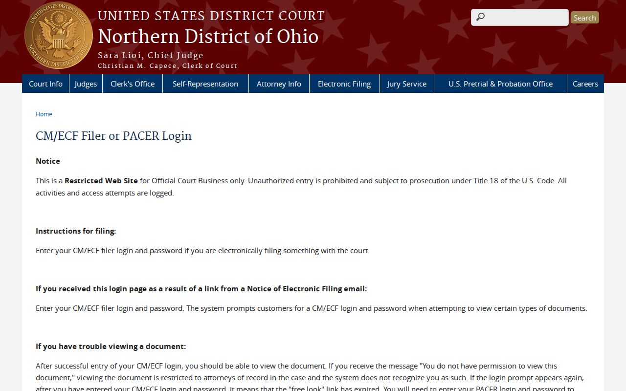 Henry County case search Northern District PACER login information