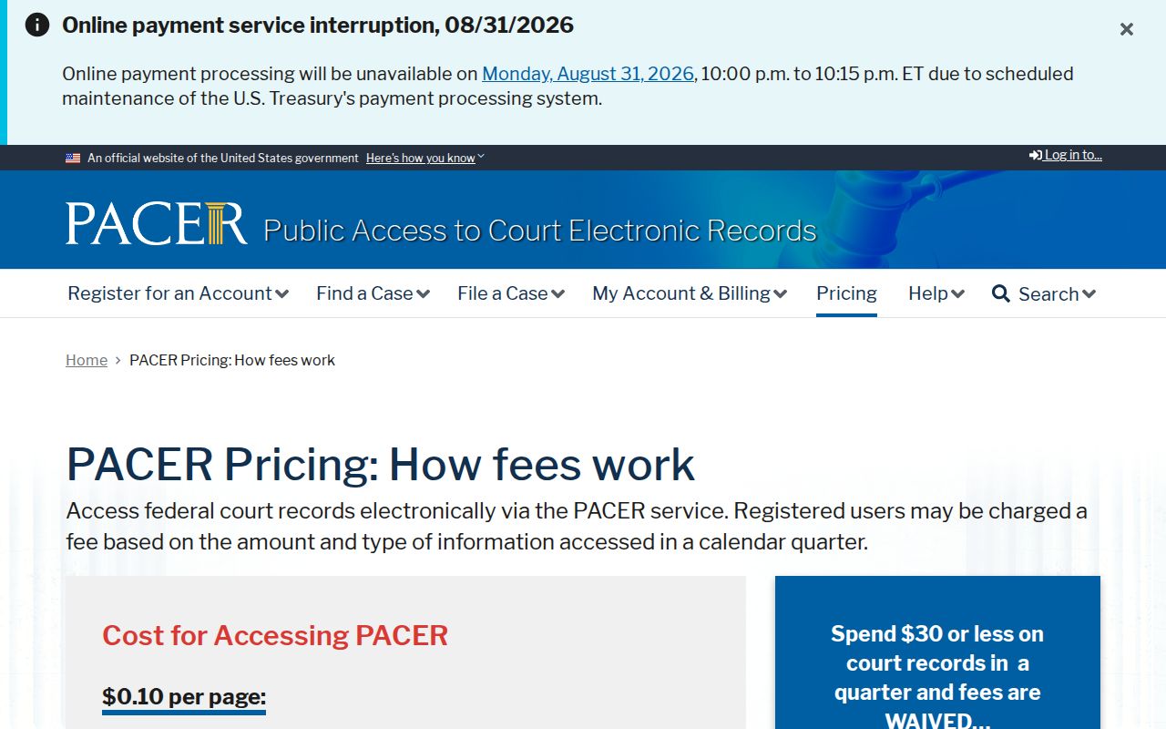 Henry County case search PACER pricing and access information