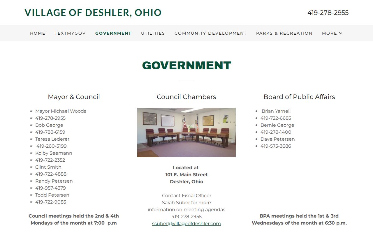 Deshler court records and village government information