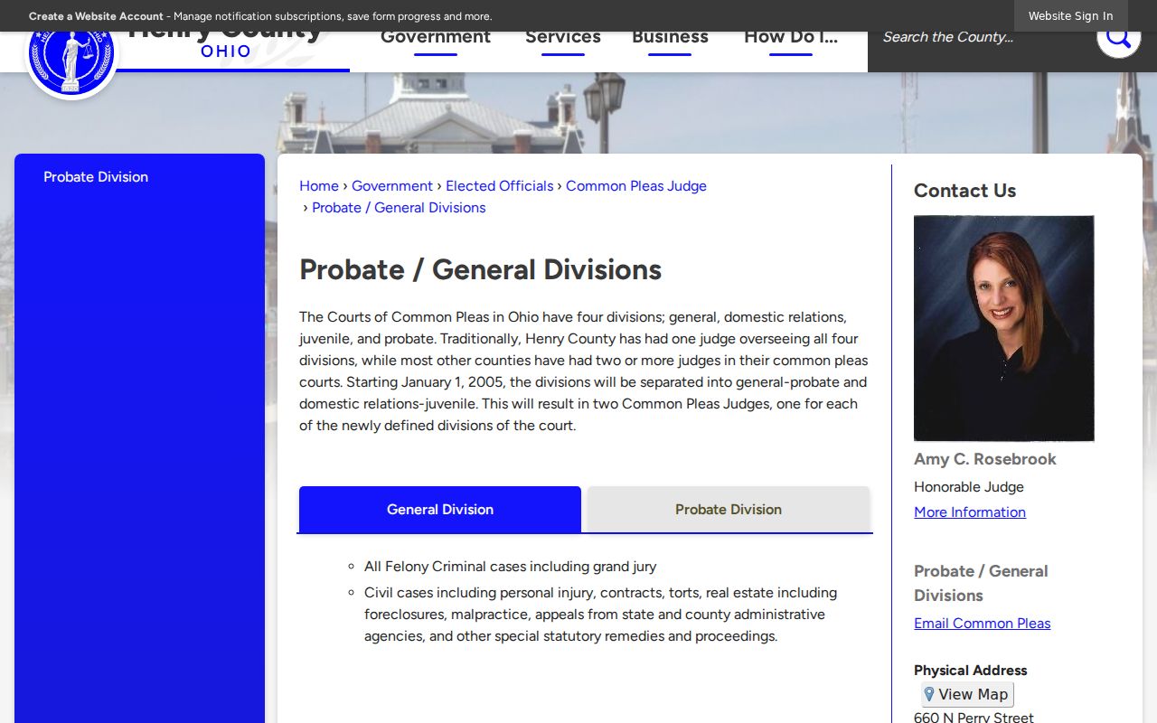 Henry County civil docket General and Probate division record source