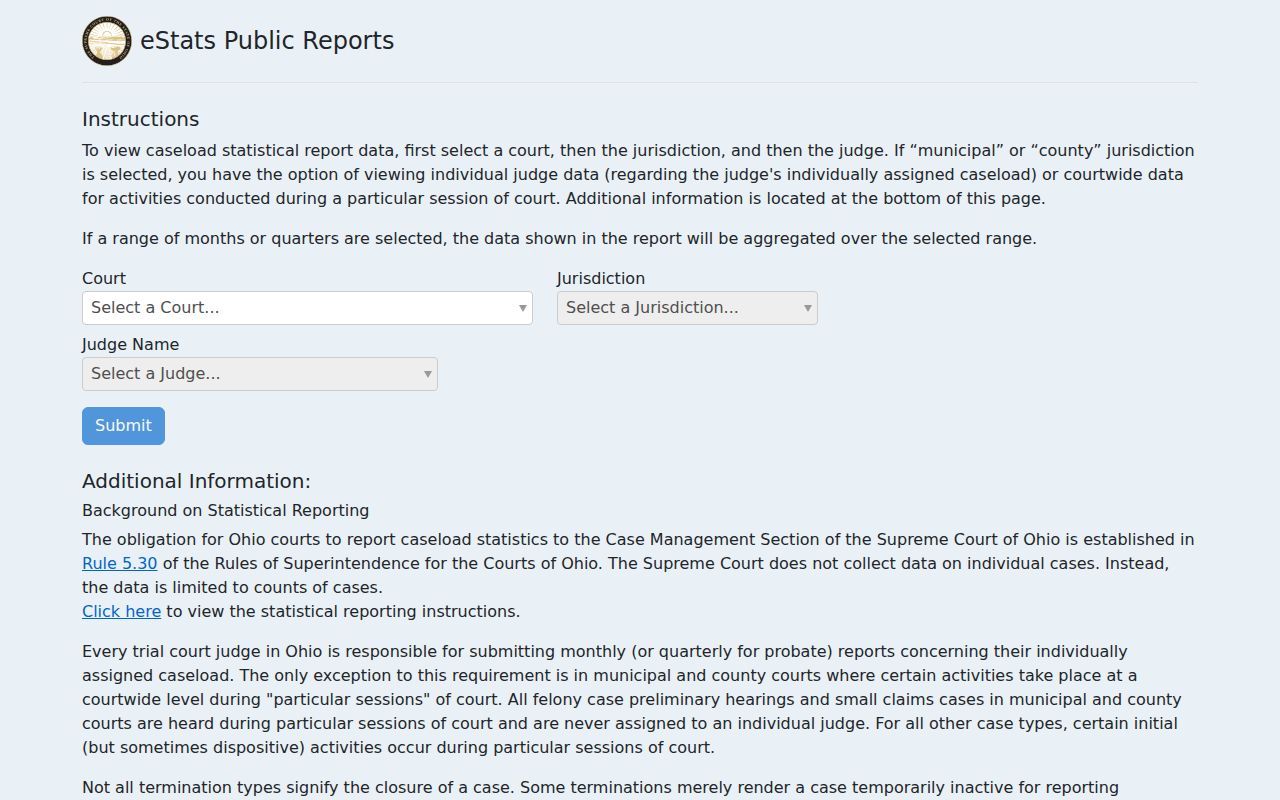Henry County court docket Ohio eStats public court report source