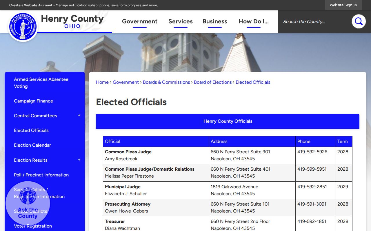 Henry County court docket elected officials and court offices source