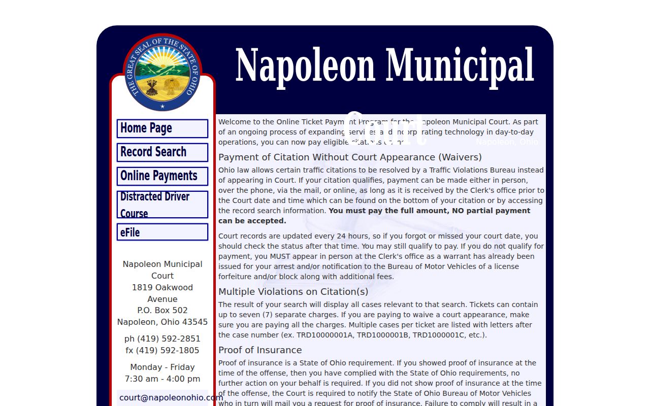 Henry County traffic court citation payment instructions