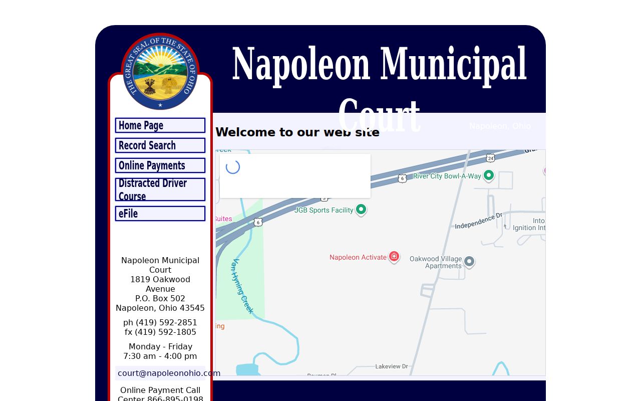 Henry County traffic court Napoleon Municipal Court record search and payment links